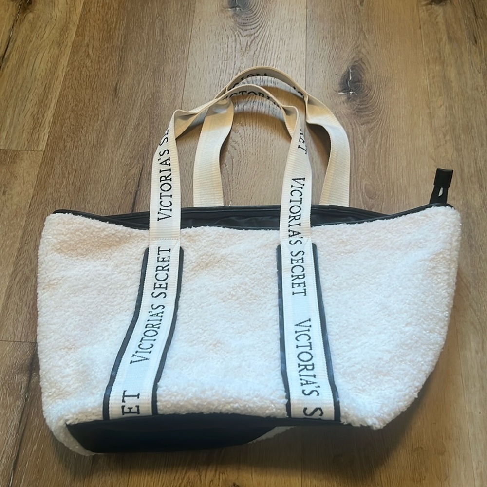 Victoria's Secret White Tote with Striped Detailing